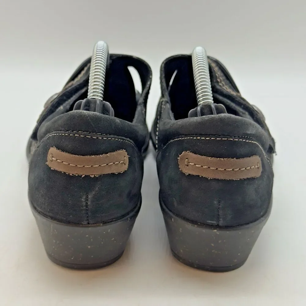 Cobb Hill by Rockport Black Leather Mary Jane Women's 8.5 Hook & Loop Strap Shoe